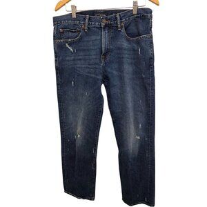 Lucky Brand Men's Distressed Straight Leg Denim Jeans Size 34x30 Blue Cotton Cas